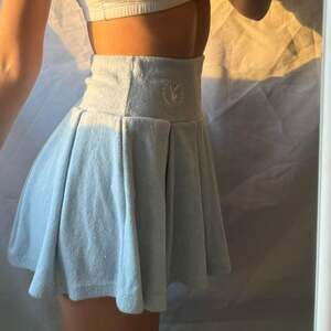 Playboy Baby Blue Terry Cloth Tennis Skirt, High-Waisted Mini, Size Small
